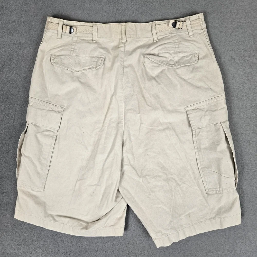 VTG Banana Republic Safari Travel Co Cargo Shorts Mens 33 Khaki Cotton 90s
